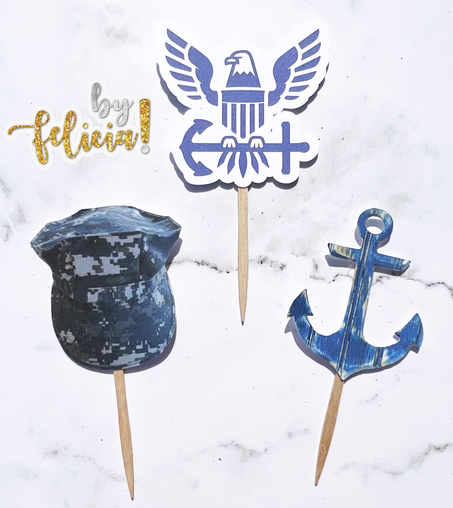 Navy Cupcake Topper | Navy Party Decoration | USN Cupcake Toppers | Navy Party Supplies | USN Party Supplies