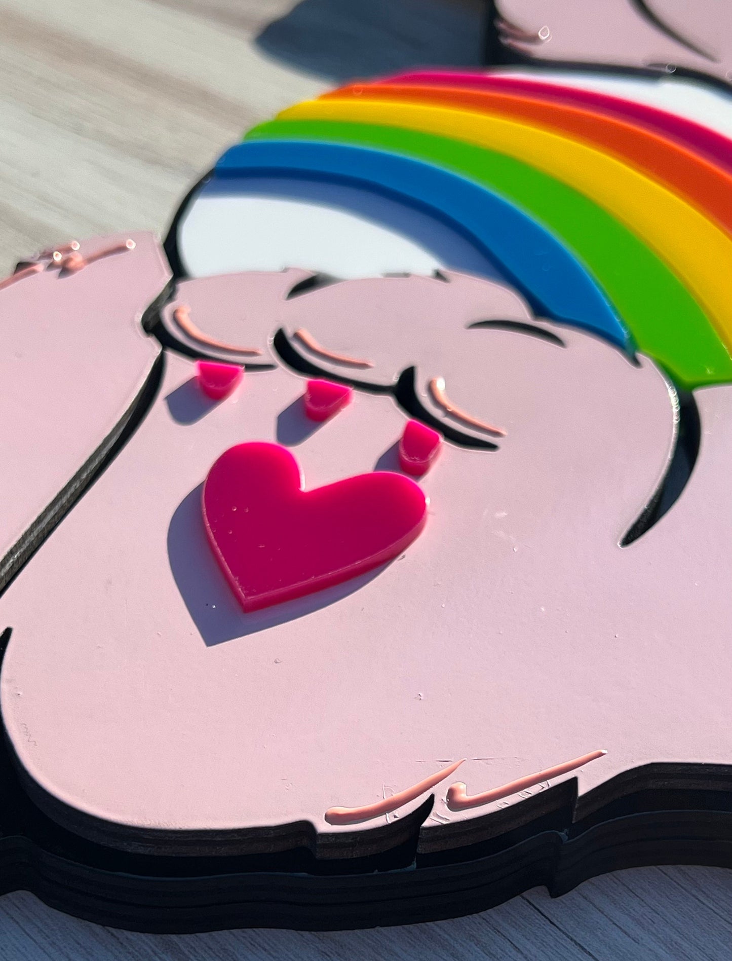 Care Bear Cheer Bear, Custom plaque, Care Bear gifts, Cheer bear, Wooden Plaque custom, Bear Plaque, Custom Acrylic plaque, Plaque Custom