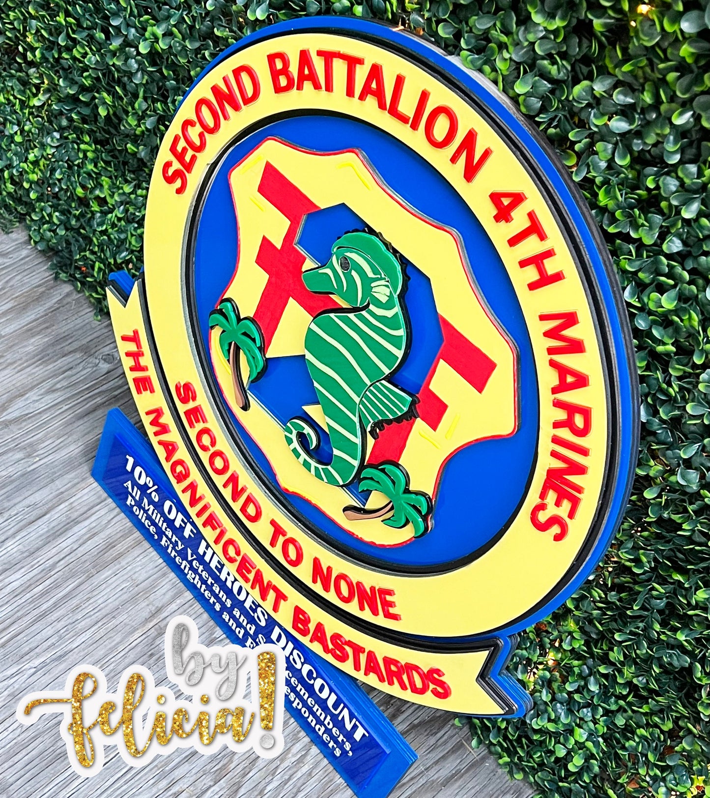 2nd Battalion 4th Marines, Marine Corps plaques, Marine Corps retirement gift, marine corps gift, Marine retirement, USMC License #286-23