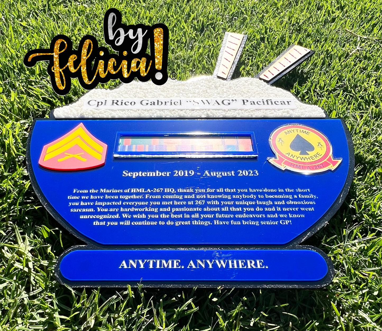 Custom Marine Corps Plaques, Military Retirement Plaques, Custom Military Plaques, USMC License 286-23