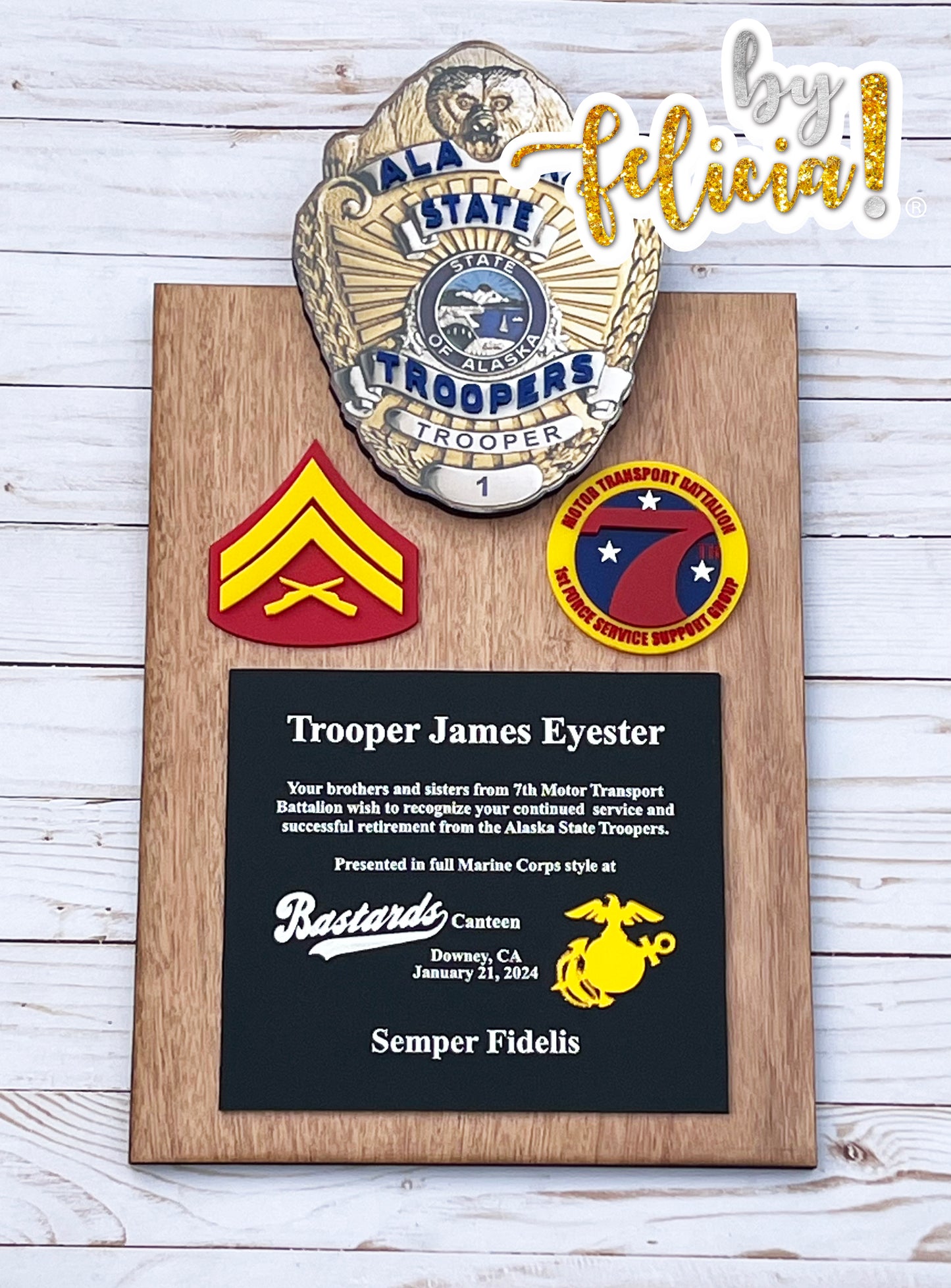 Custom Marine Corps Plaques, Military Retirement Plaques, Custom Military Plaques, USMC License 286-23