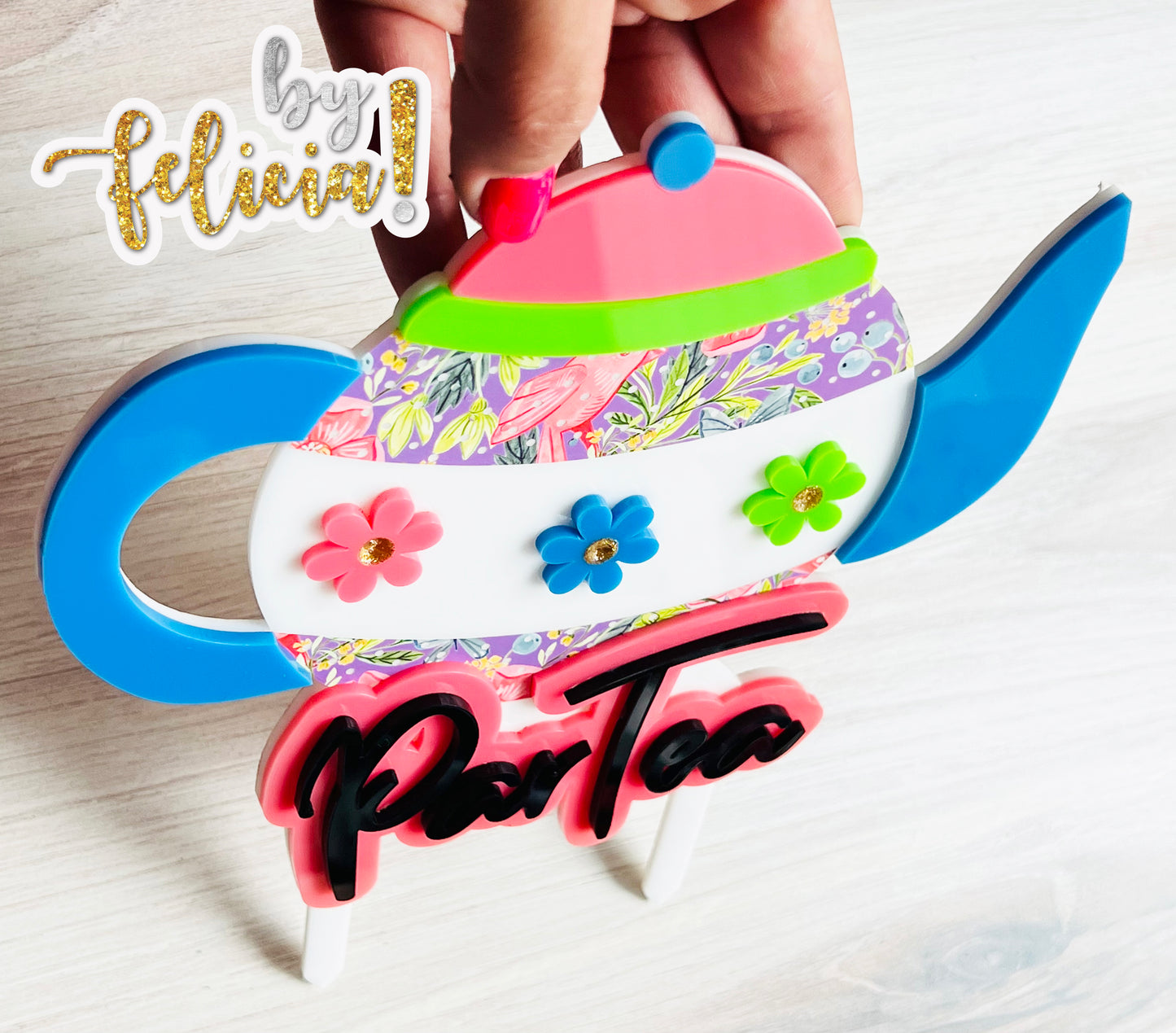 Tea Party Cake Toppers, Tea Party birthday cake topper, Tea Party cake decorations