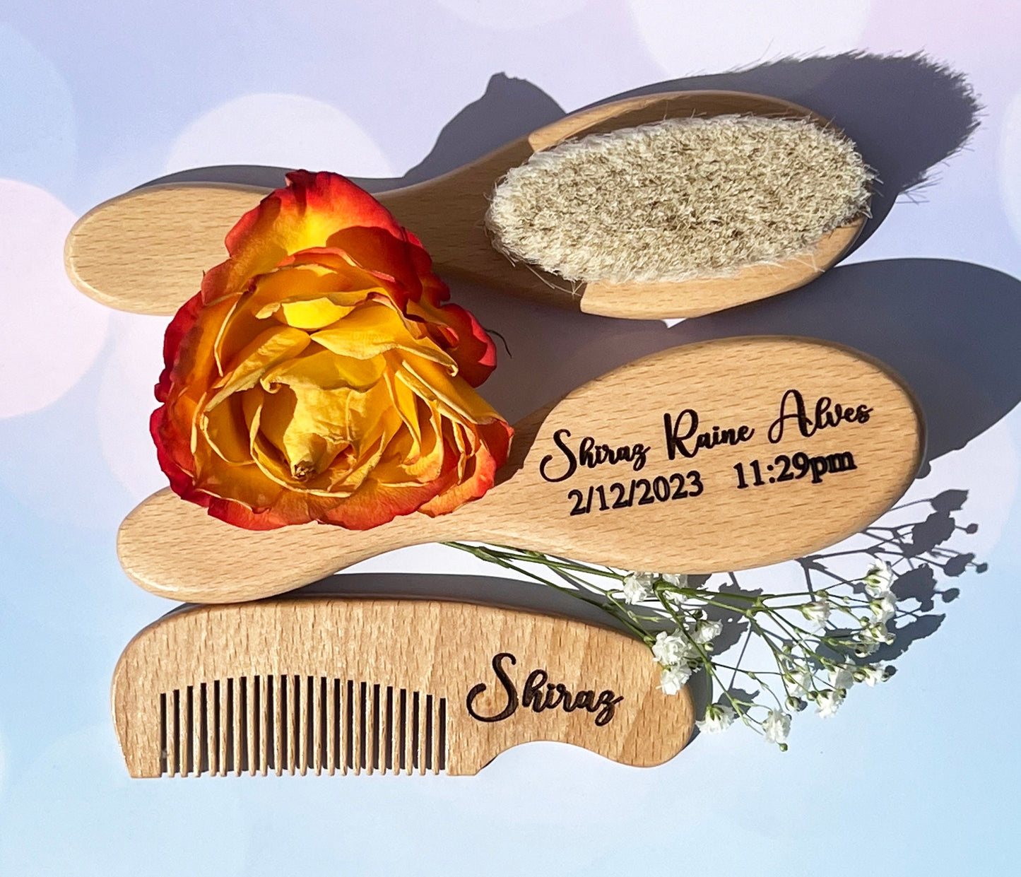 Baby Gift set, Baby gift personalized, Baby shower gift, Custom baby gifts, Newborn Gift set, Wooden baby brush, Personalized brush baby