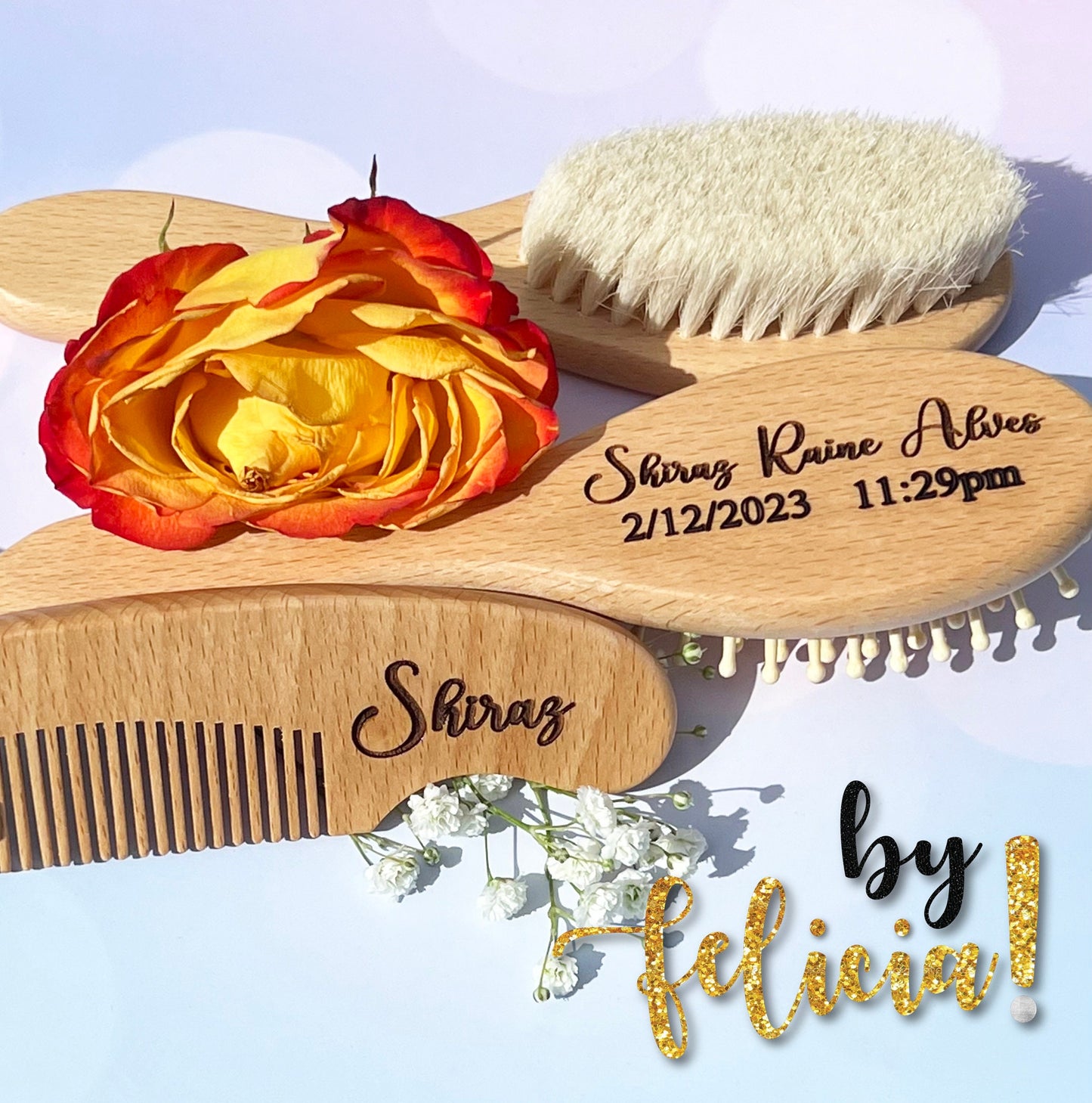 Baby Gift set, Baby gift personalized, Baby shower gift, Custom baby gifts, Newborn Gift set, Wooden baby brush, Personalized brush baby