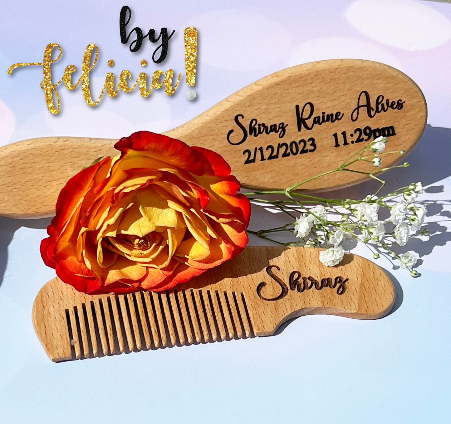 Baby Gift set, Baby gift personalized, Baby shower gift, Custom baby gifts, Newborn Gift set, Wooden baby brush, Personalized brush baby