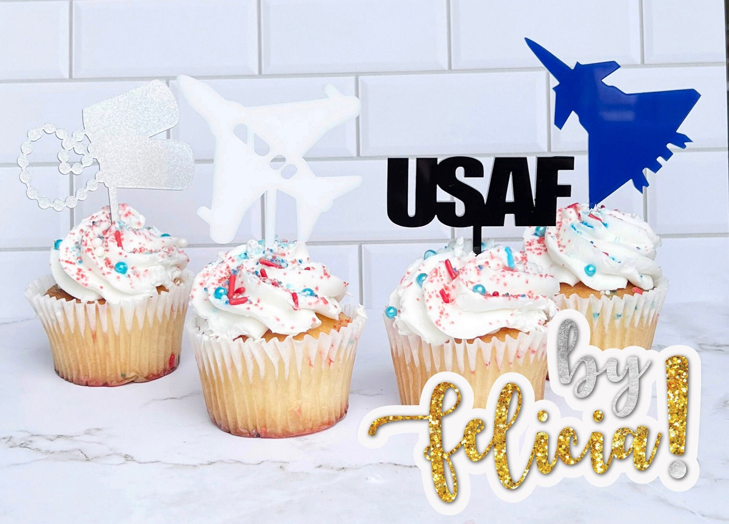 Air Force Cupcake Topper Air Force Party Decoration USAF cupcake topper Air Force going away Air Force Graduation Air Force boot camp