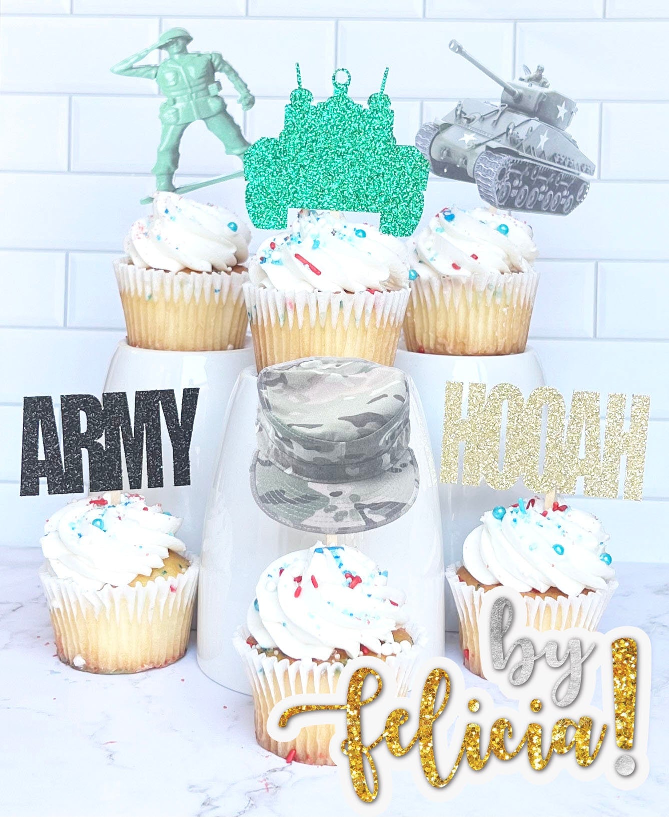 Army Cupcake Topper | Army Cake Topper | Army Party Decoration | Army Going Away Party | Army Party Supplies | Army Decorations for Party