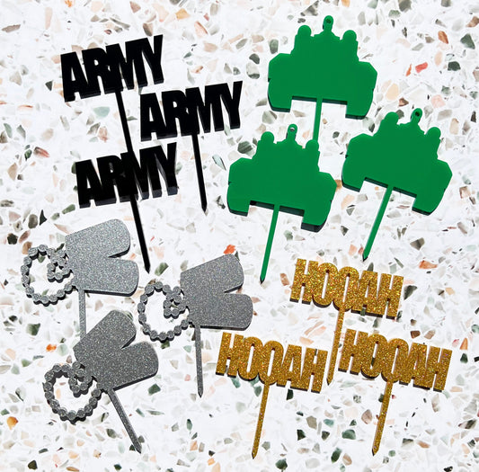 Army Cupcake Toppers, Army Cake Topper, Army Party Decorations, Army Going Away Party, Army Party Supplies, Army Birthday Party, Army Mom