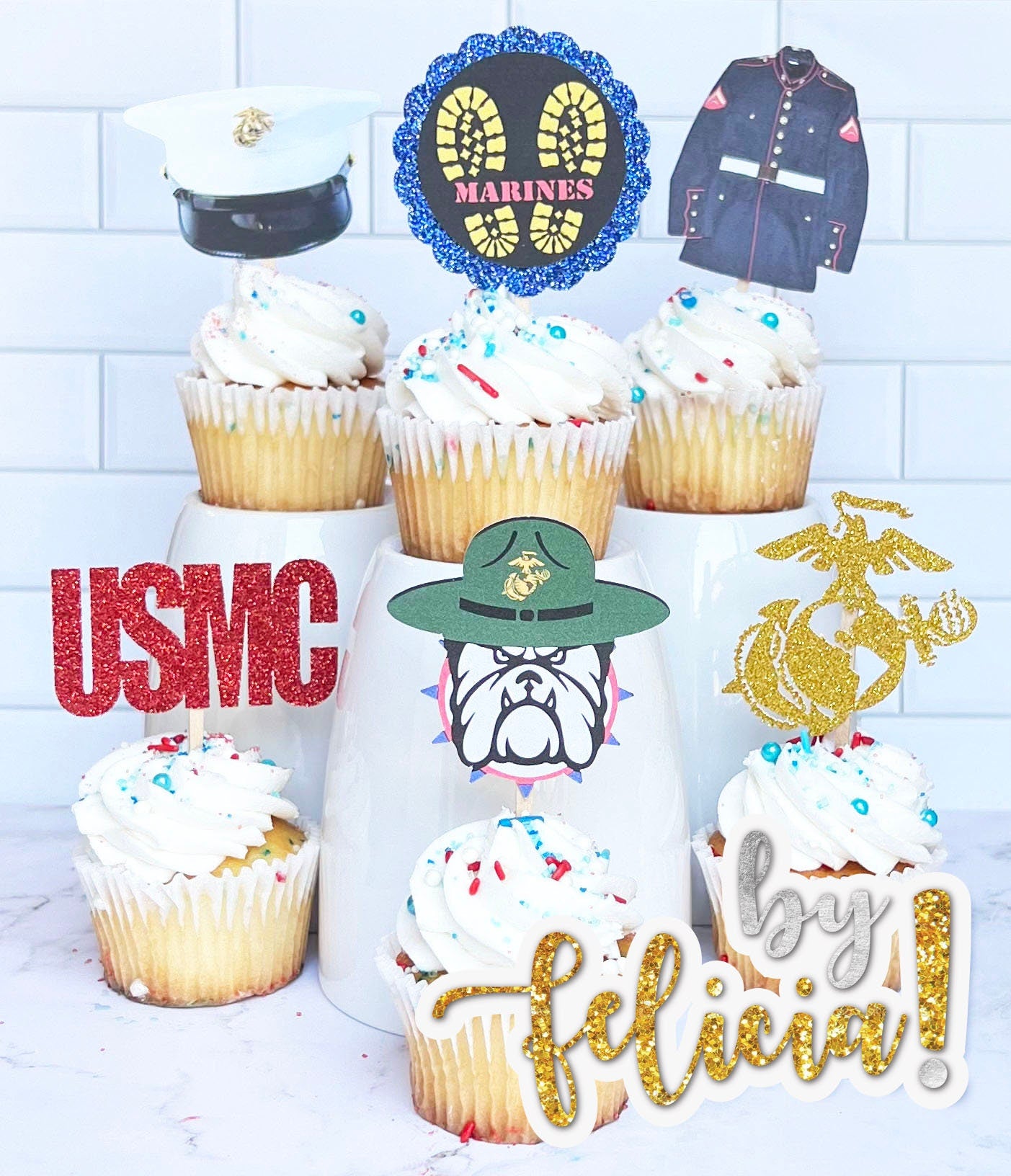 Marines Cupcake Topper | USMC Cupcake Topper | Marines cake topper | Marine Corps Birthday | Marines Party Decoration | USMC License #286-23