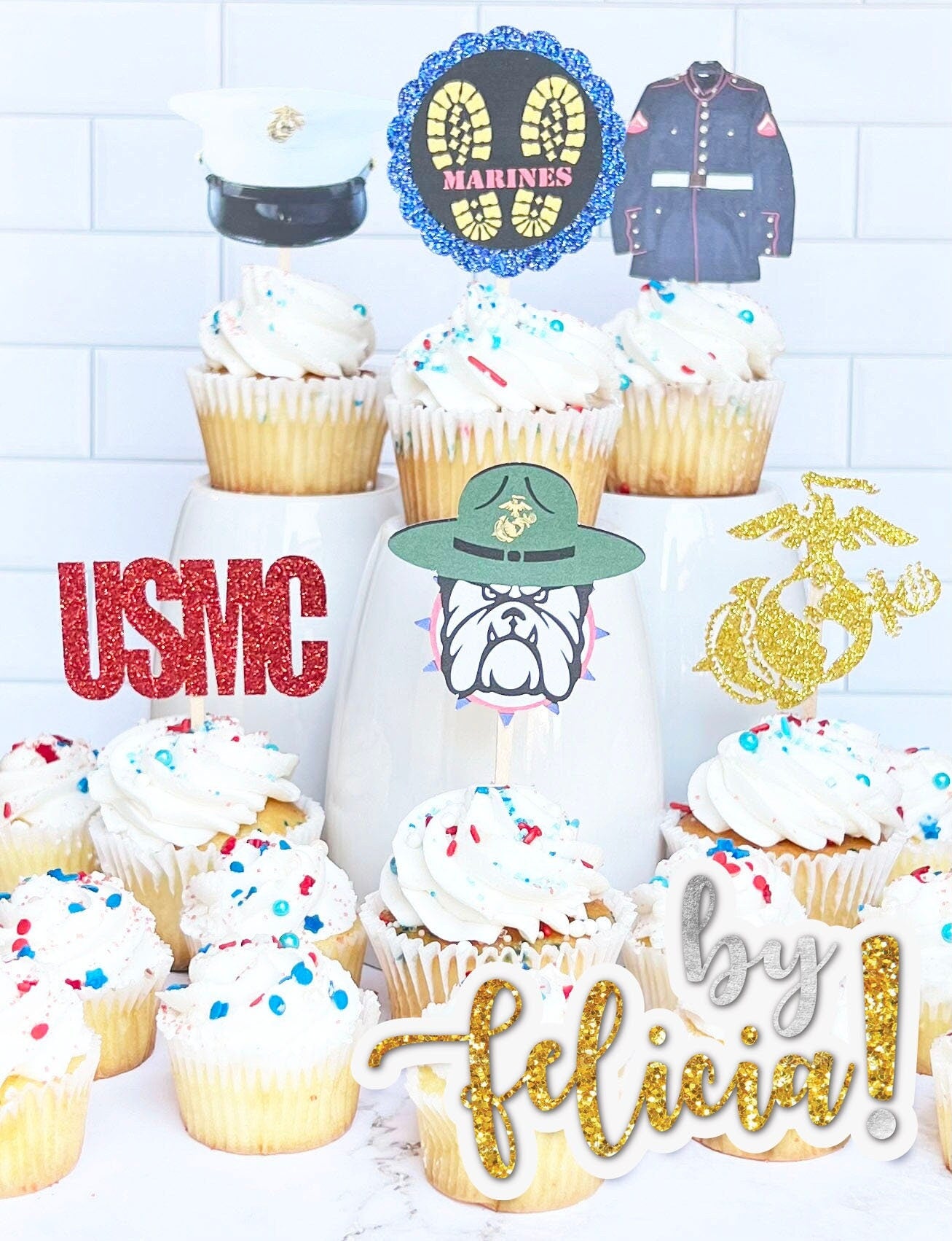 Marines Cupcake Topper | USMC Cupcake Topper | Marines cake topper | Marine Corps Birthday | Marines Party Decoration | USMC License #286-23