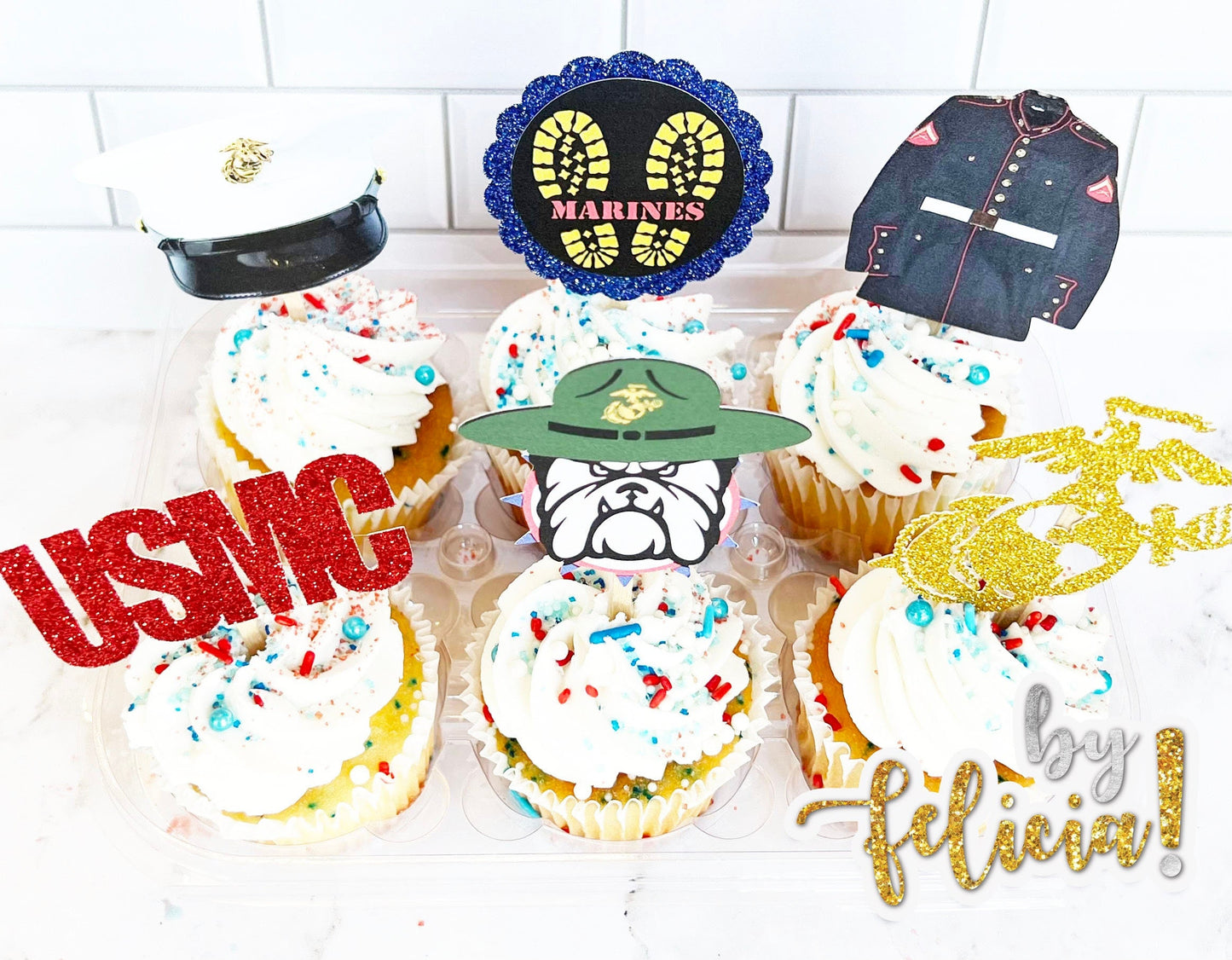 Marines Cupcake Topper | USMC Cupcake Topper | Marines cake topper | Marine Corps Birthday | Marines Party Decoration | USMC License #286-23