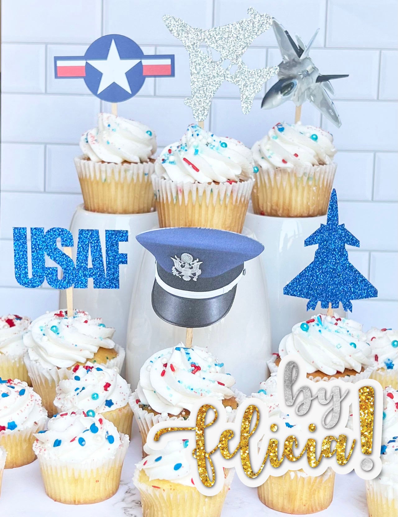 Air Force Cupcake Topper | USAF Cupcake Topper | Air Force Party Decoration | Air Force Graduation | USAF Party Decoration | Air Force Cake