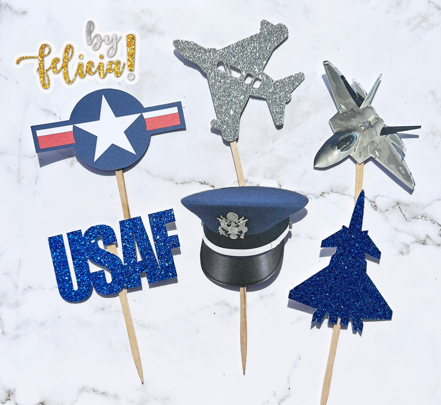 Air Force Cupcake Topper | USAF Cupcake Topper | Air Force Party Decoration | Air Force Graduation | USAF Party Decoration | Air Force Cake