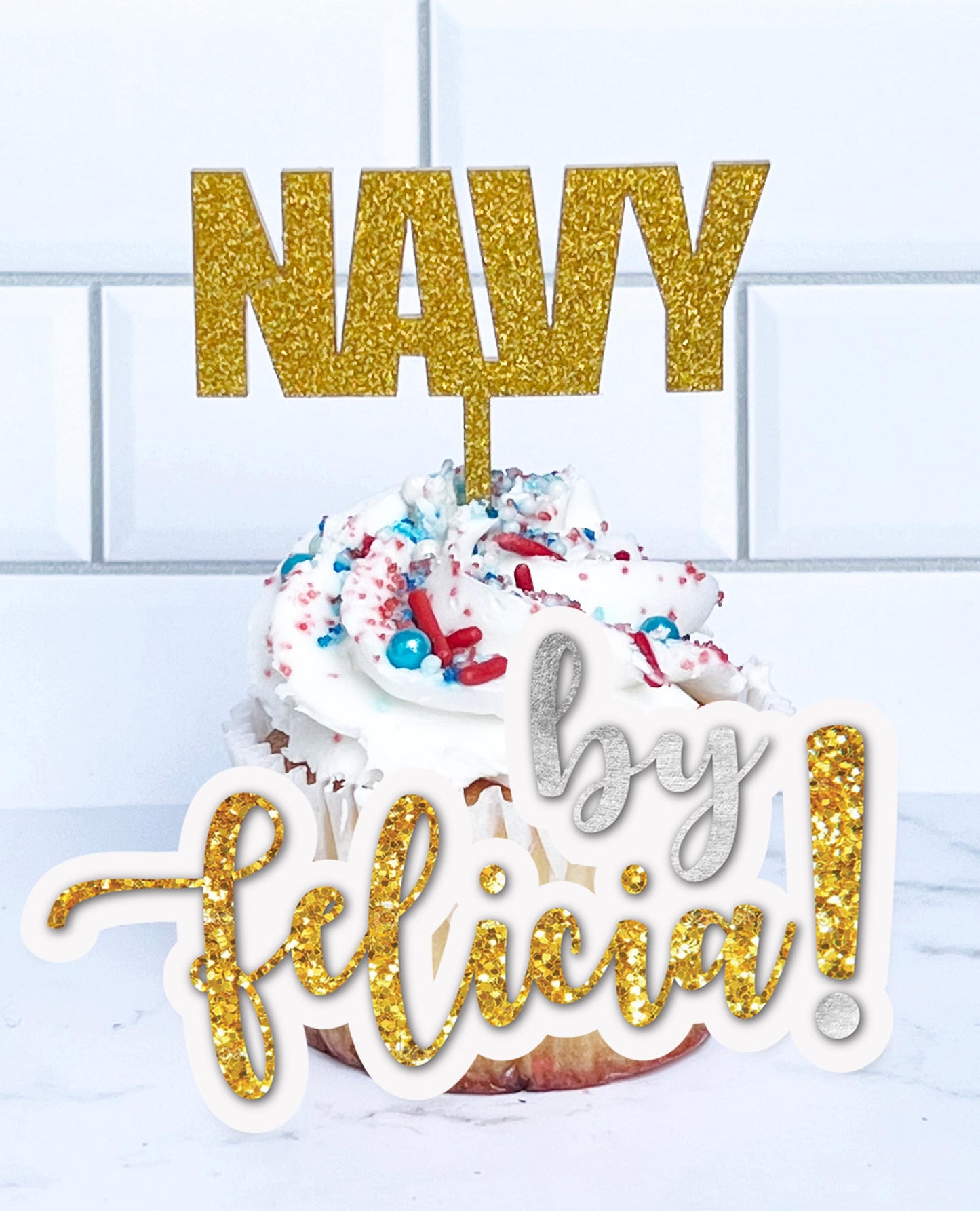 Acrylic Navy Cupcake Topper | Navy Party Decoration | USN Cupcake Toppers | Navy Party Supplies | Navy going away party | Navy graduation