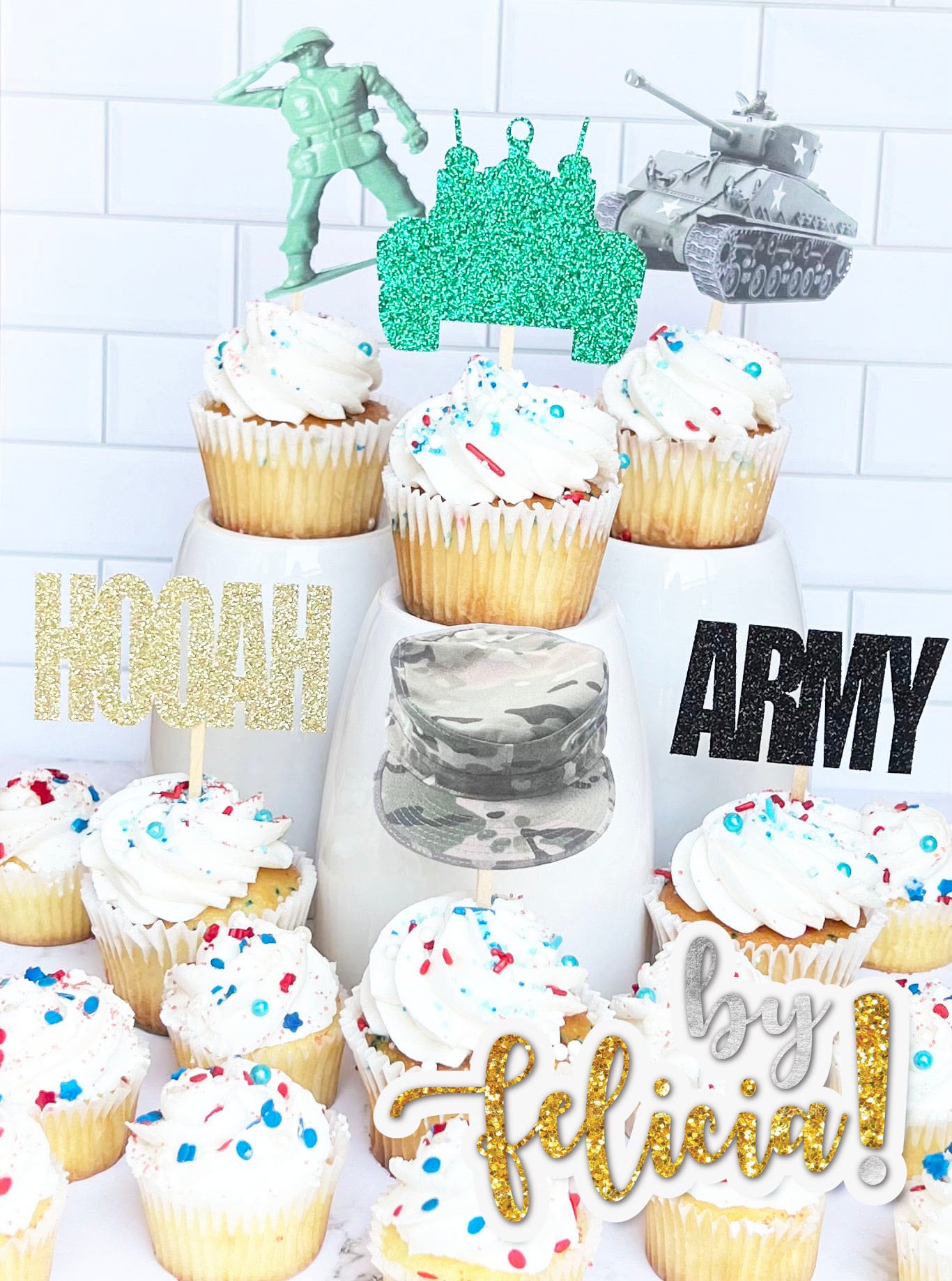Army Cupcake Topper | Army Cake Topper | Army Party Decoration | Army Going Away Party | Army Party Supplies | Army Decorations for Party