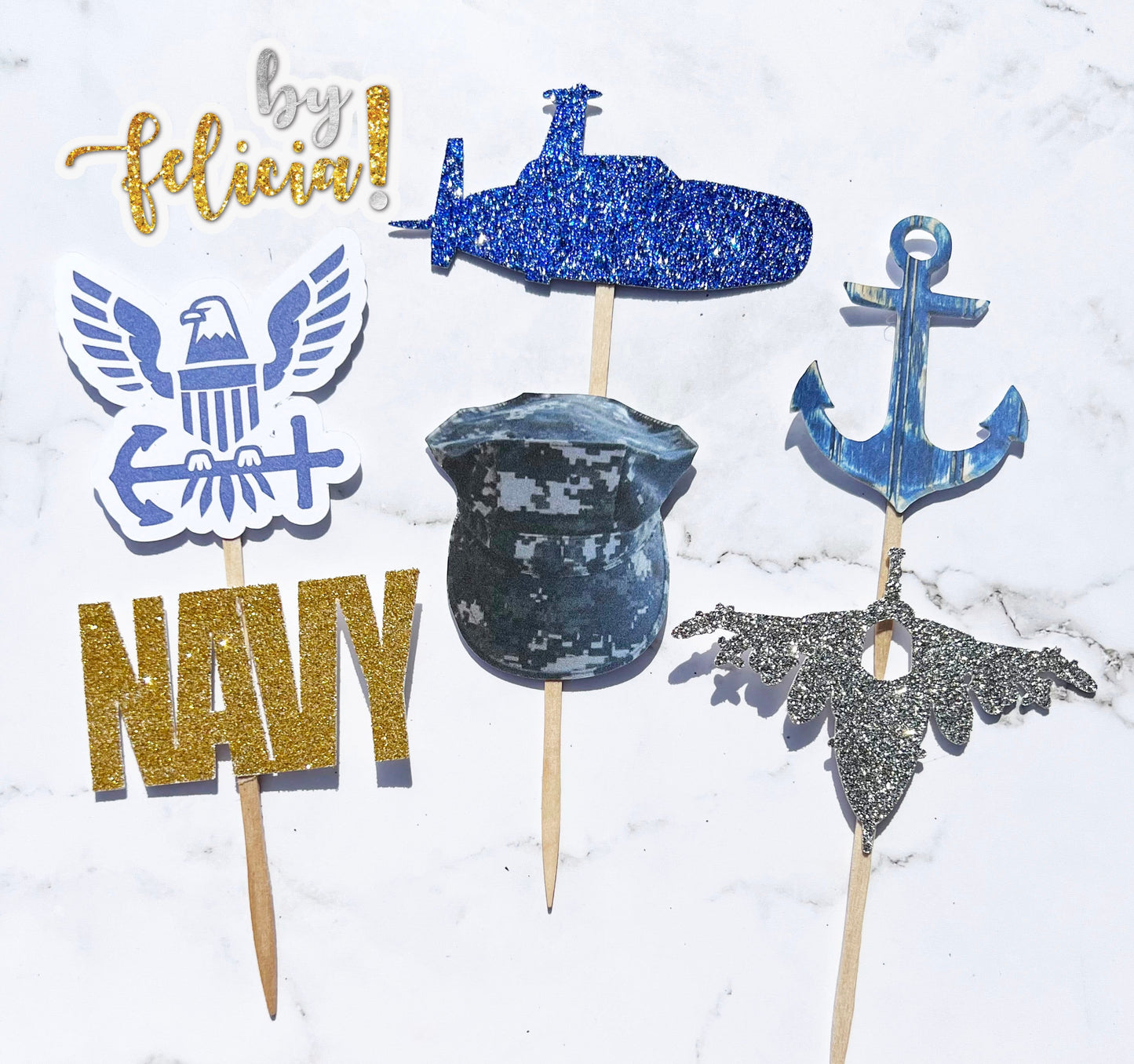 Navy Cupcake Topper | Navy Party Decoration | USN Cupcake Toppers | Navy Party Supplies | USN Party Supplies