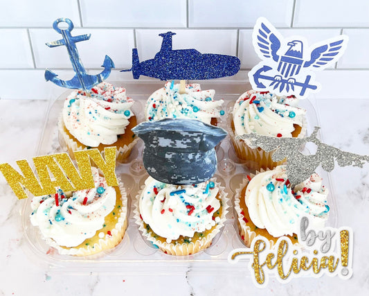 Navy Cupcake Topper | Navy Party Decoration | USN Cupcake Toppers | Navy Party Supplies | USN Party Supplies