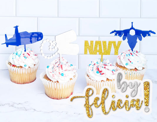 Acrylic Navy Cupcake Topper | Navy Party Decoration | USN Cupcake Toppers | Navy Party Supplies | Navy going away party | Navy graduation