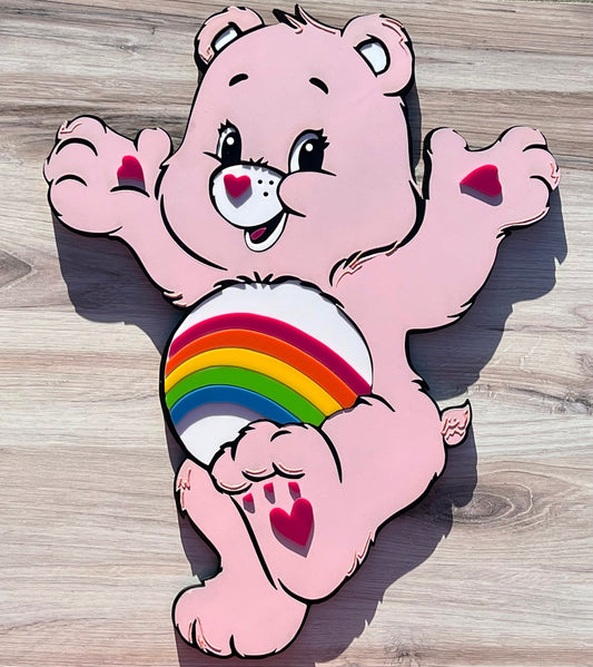 Care Bear Cheer Bear, Custom plaque, Care Bear gifts, Cheer bear, Wooden Plaque custom, Bear Plaque, Custom Acrylic plaque, Plaque Custom