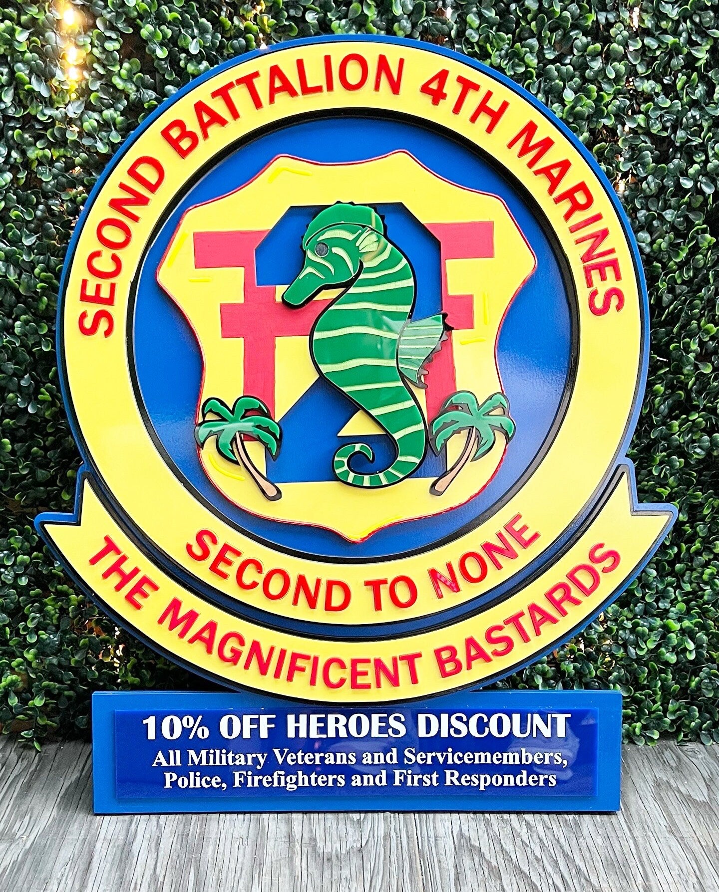 2nd Battalion 4th Marines, Marine Corps plaques, Marine Corps retirement gift,  marine corps gift, Marine retirement, USMC License #286-23