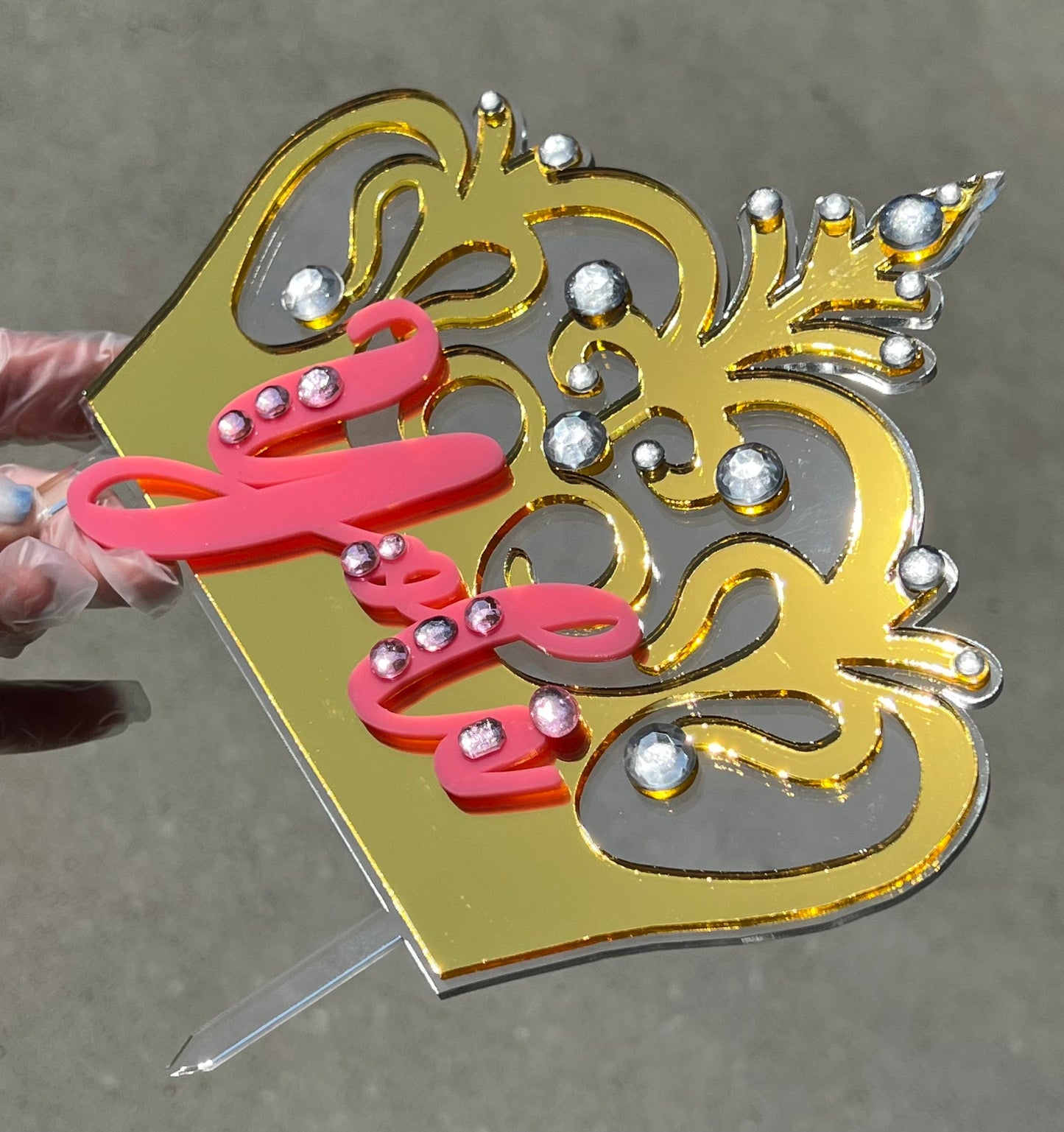 Crown cake topper, Custom cake topper, Princess party decoration, Personalized cake topper, Layered cake topper, Birthday cake topper