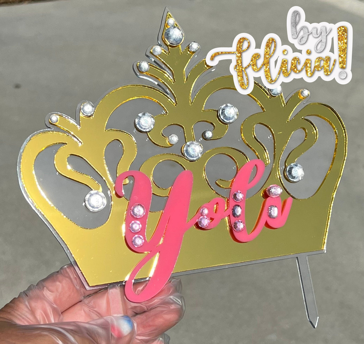 Crown cake topper, Custom cake topper, Princess party decoration, Personalized cake topper, Layered cake topper, Birthday cake topper