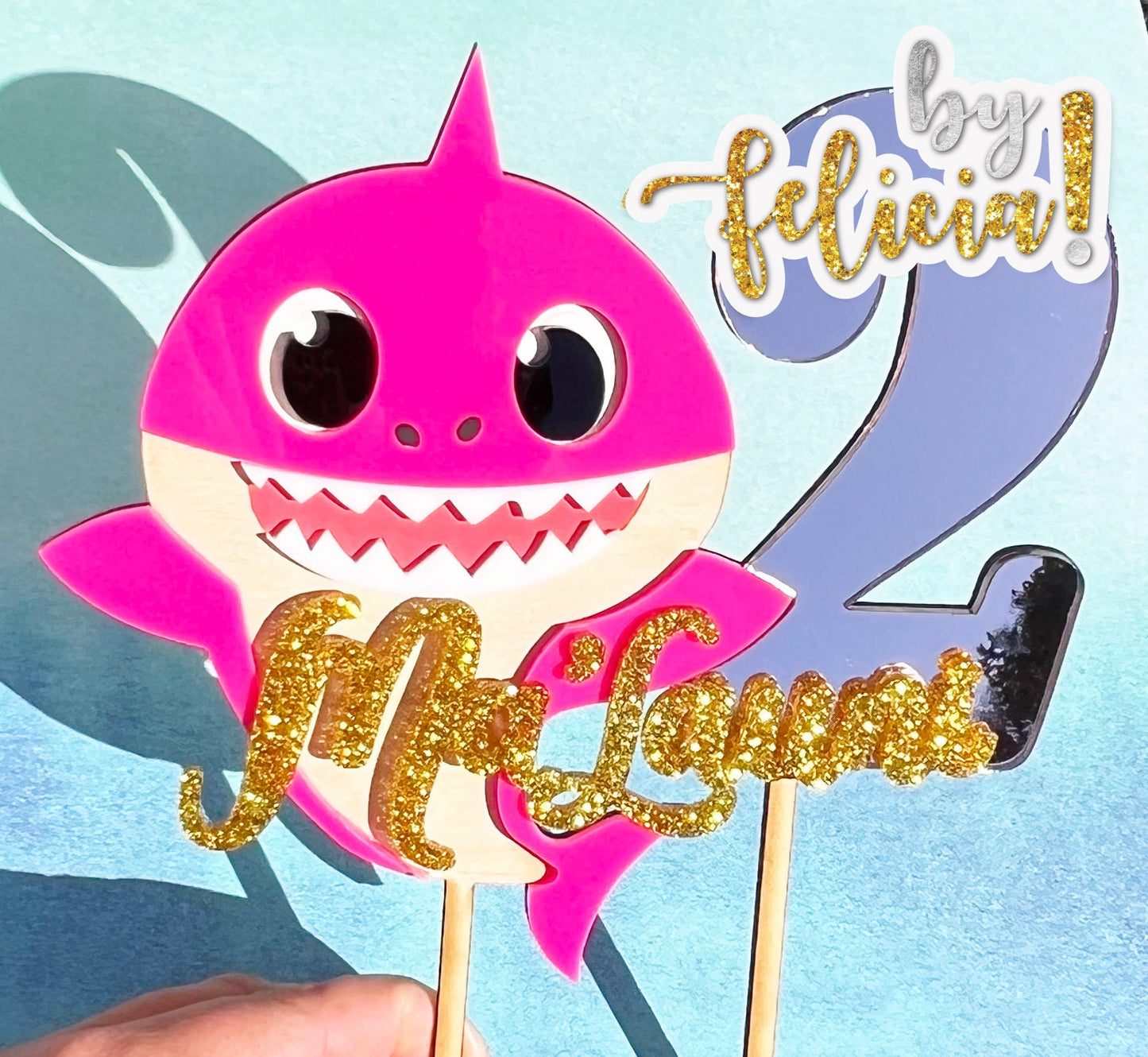 Baby Shark cake topper, Baby Shark birthday, Baby Shark party decor, Baby Shark party favors, Personalized cake topper, Birthday cake topper