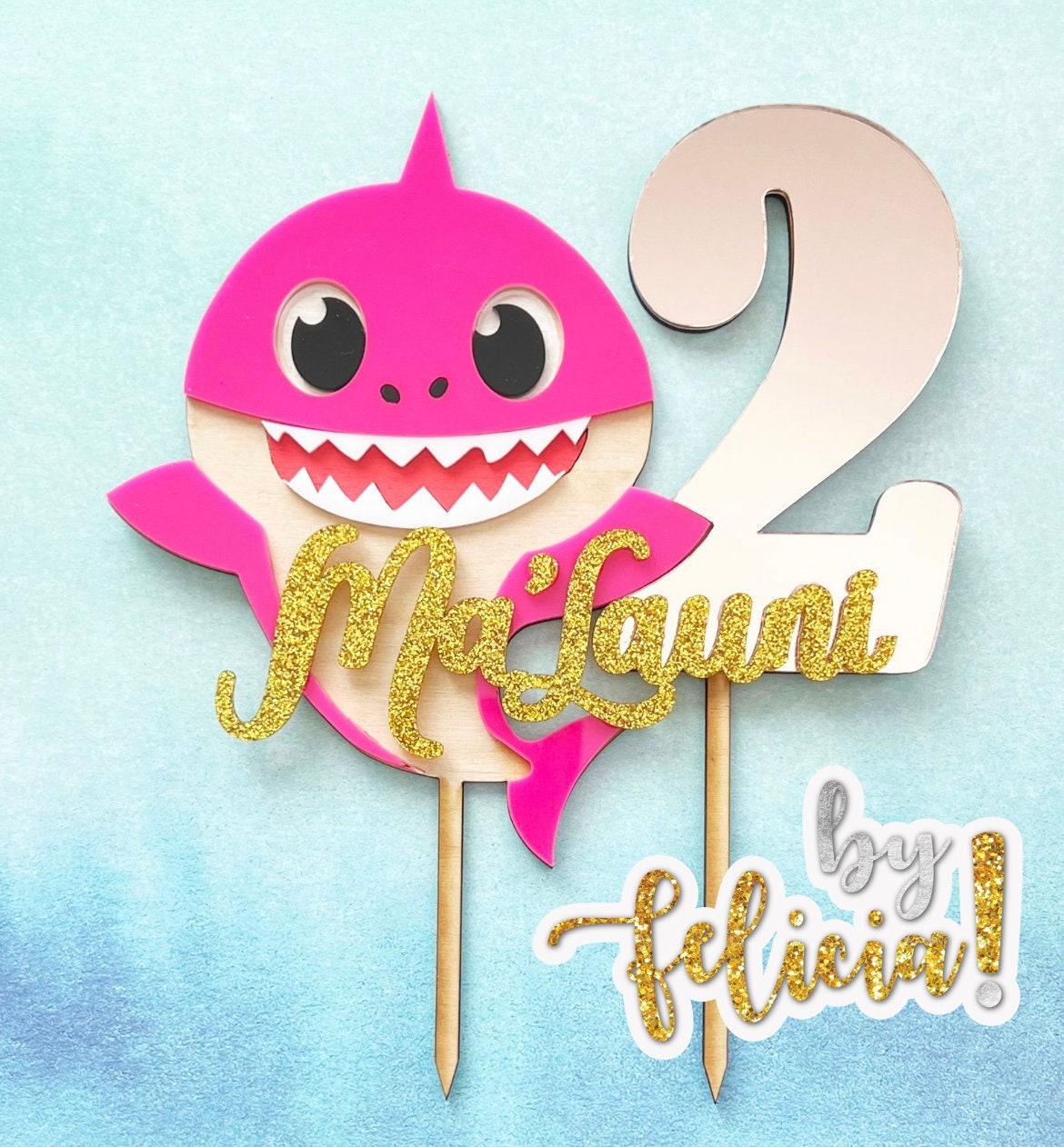 Baby Shark cake topper, Baby Shark birthday, Baby Shark party decor, Baby Shark party favors, Personalized cake topper, Birthday cake topper