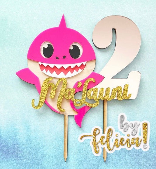 Baby Shark cake topper, Baby Shark birthday, Baby Shark party decor, Baby Shark party favors, Personalized cake topper, Birthday cake topper