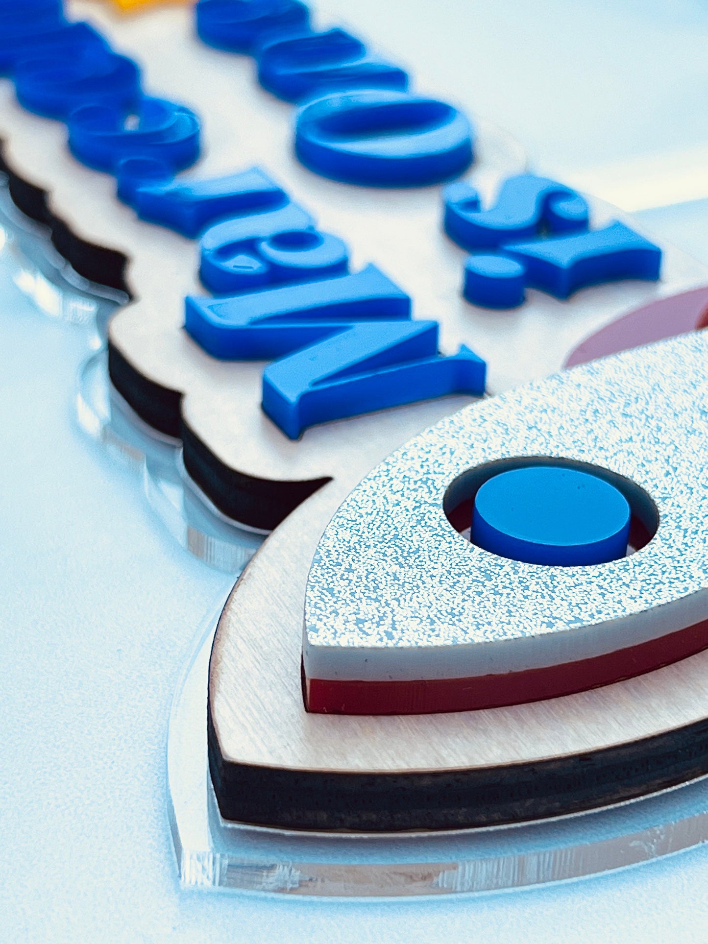 Spaceship cake topper, Rocket cake topper, Wooden cake topper, Personalized cake topper, Layered cake topper acrylic, Birthday cake topper