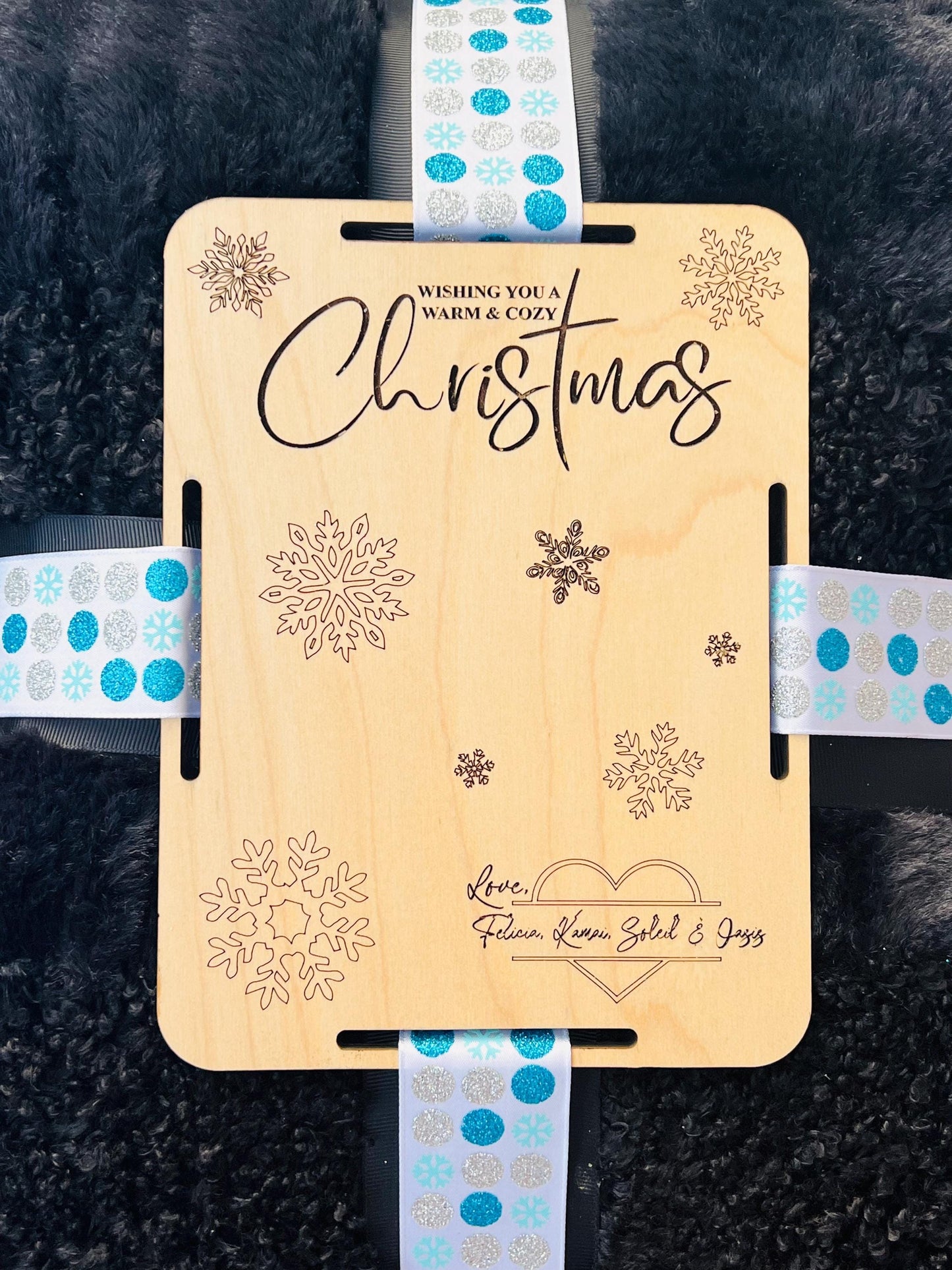 Blanket with tag, Blanket gift set, Custom blanket with name tag, Christmas Blanket Tag, Personalized blanket tag, Holiday blanket sherpa,