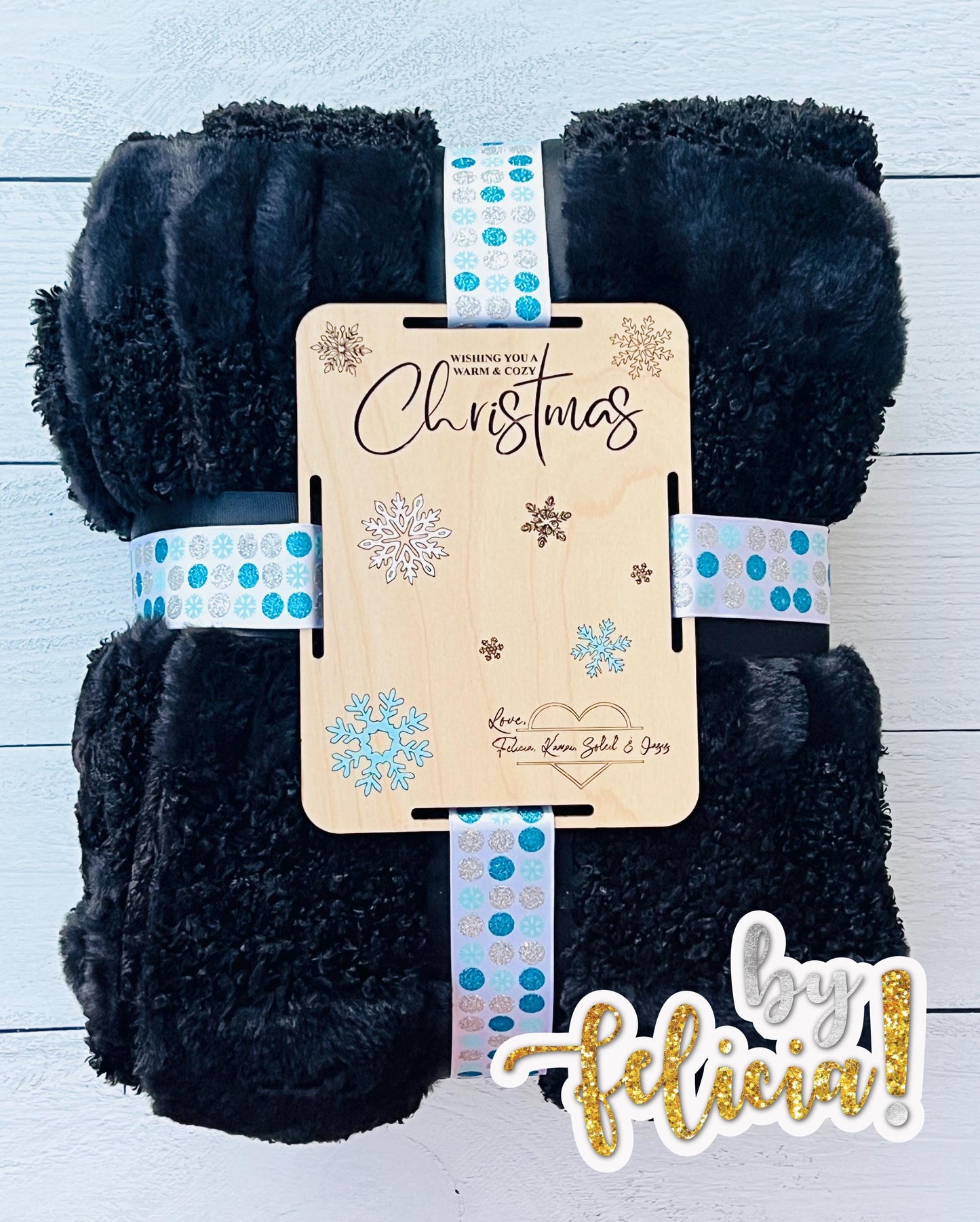 Blanket with tag, Blanket gift set, Custom blanket with name tag, Christmas Blanket Tag, Personalized blanket tag, Holiday blanket sherpa,