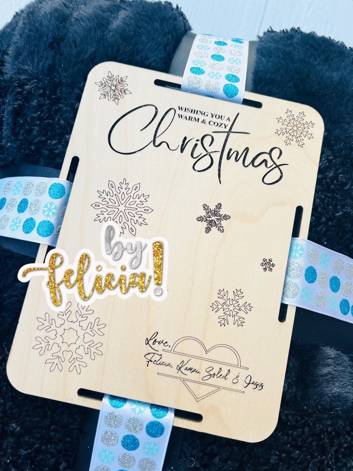Blanket with tag, Blanket gift set, Custom blanket with name tag, Christmas Blanket Tag, Personalized blanket tag, Holiday blanket sherpa,