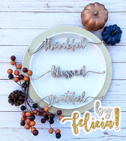 Thankful place card, Thanksgiving place card, Thanksgiving placecards, Thanksgiving name tags, Thanksgiving plate décor, Grateful place card