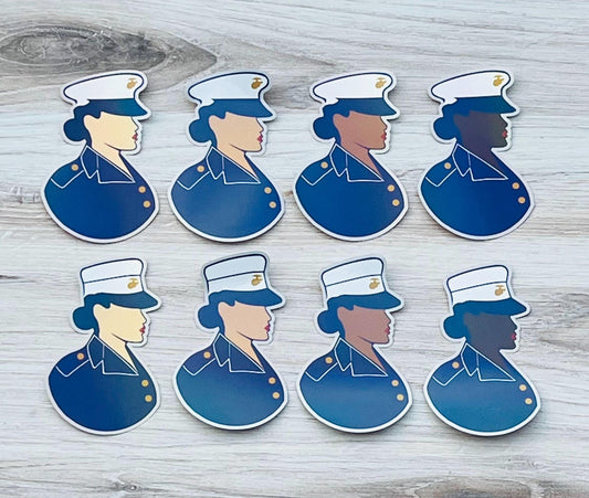 Dress Blues Female Marine Sticker, Female Marine Veteran, USMC Lady Sticker, Women Marine, Marine Corps lady stickers, USMC Hobbyist #286-23